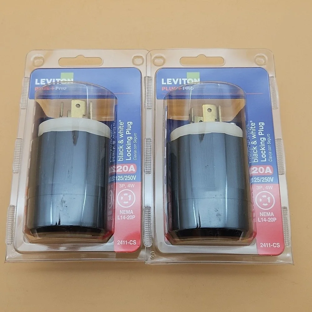 Leviton 2411 20 Amp 125/250 Volt NEMA L14-20P 3P 4W Locking Plug Lot Of 2 New